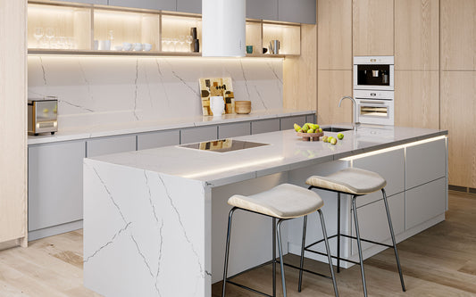Image of a white Quartz countertop Stonestudios blog post